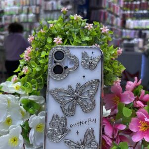 case mariposas brillantes en piedreria