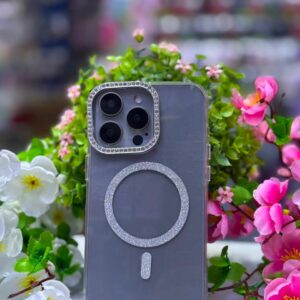 case luxury magsafe escarchado y piedreria