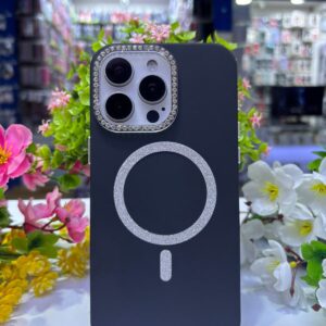 case de lujo con magsafe escarchado y piedreria