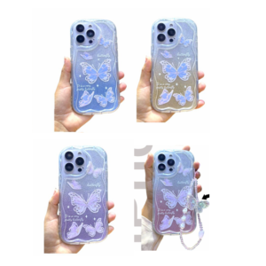 case mariposa con brillo y brazalete