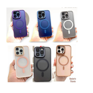 case ahumado con magsafe y cámara metálica