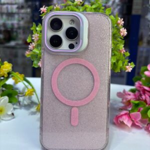 case glitter con parante y protector de cámara